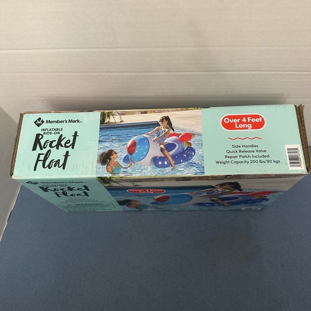 Member's Mark Inflatable Ride-On Rocket Float Pool Lake Toy 83 Inch Blue Red - Picture 2 of 5